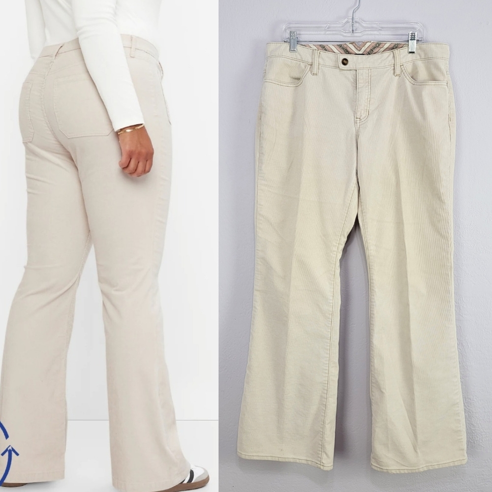 Vintage GAP Cream Corduroy Flare Flap Pocket Jeans Women's Size 14R